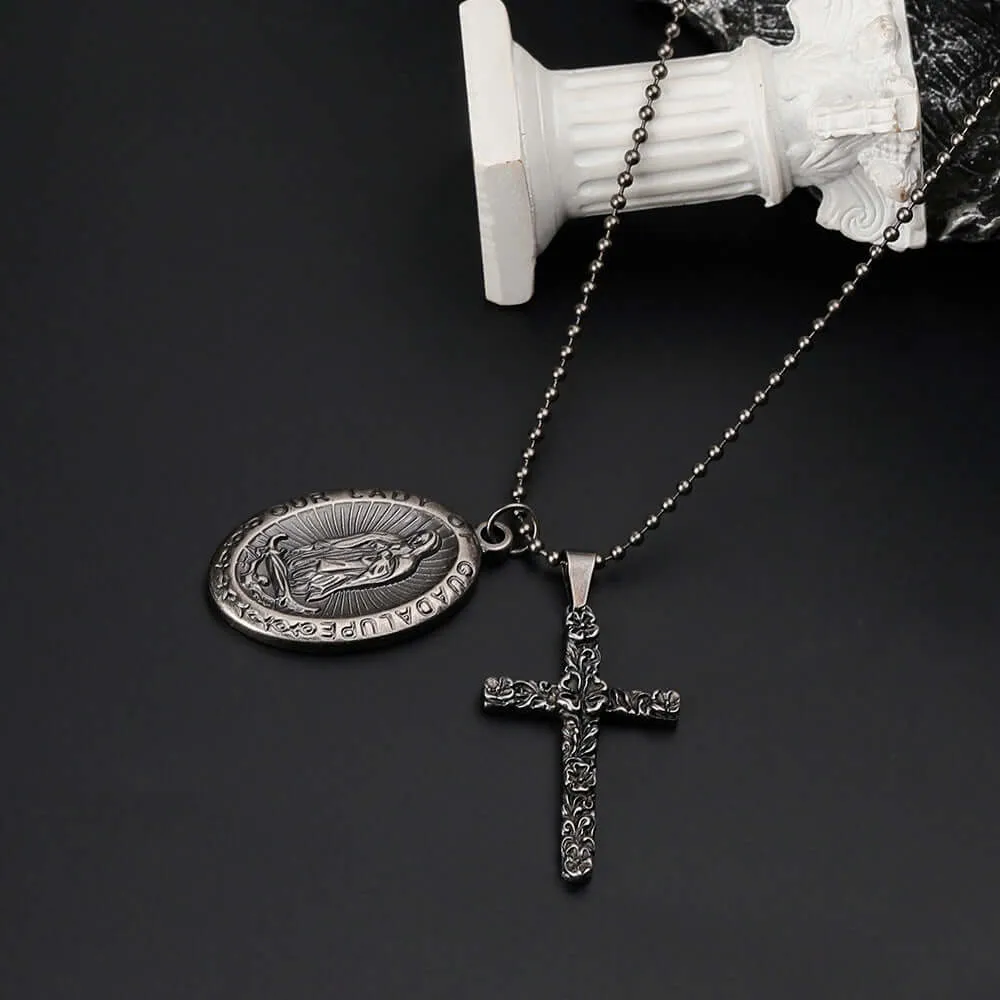 Our Lady of Guadalupe Cross Vintage Virgencita Necklace
