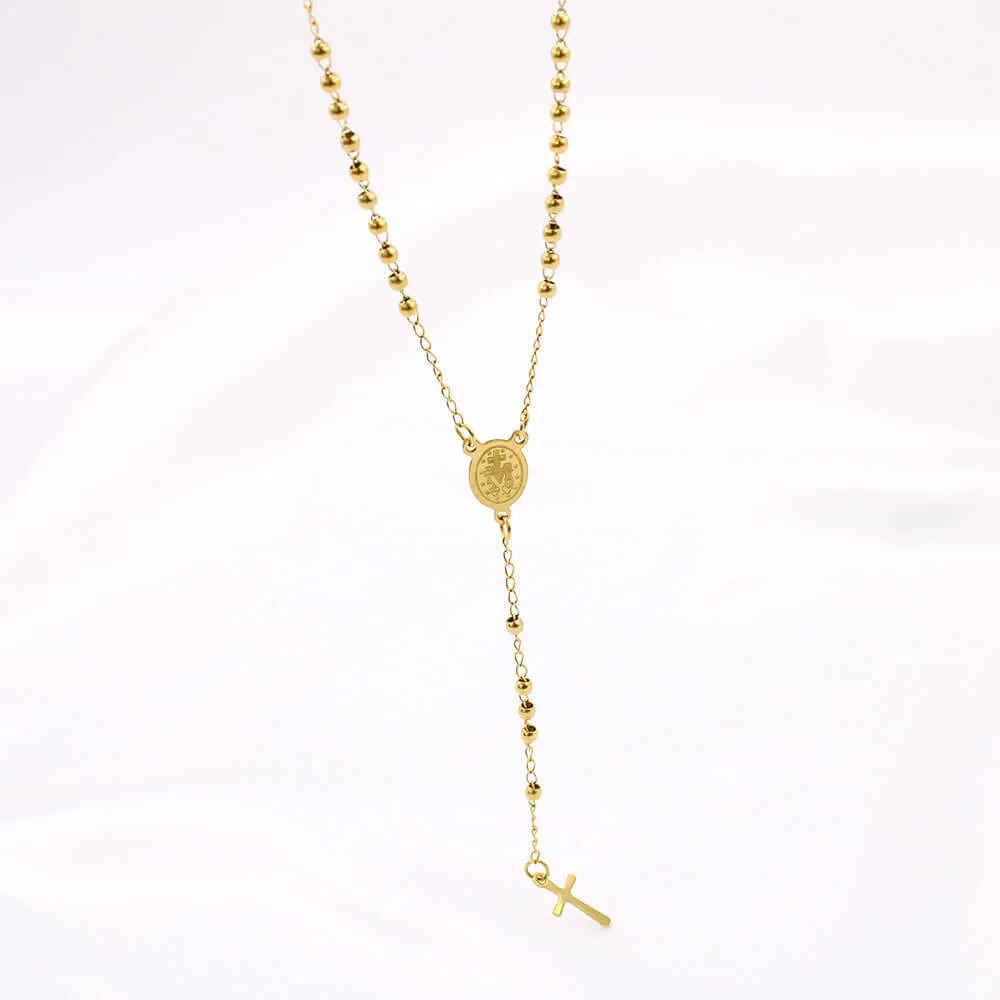 Our Lady of the Cross Tassel 18k Gold Plated Virgencita Necklace