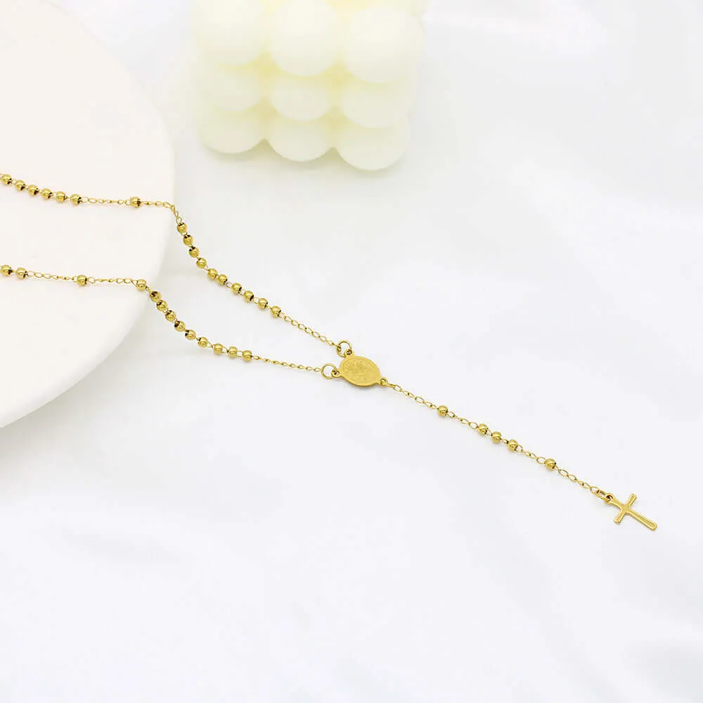 Our Lady of the Cross Tassel 18k Gold Plated Virgencita Necklace