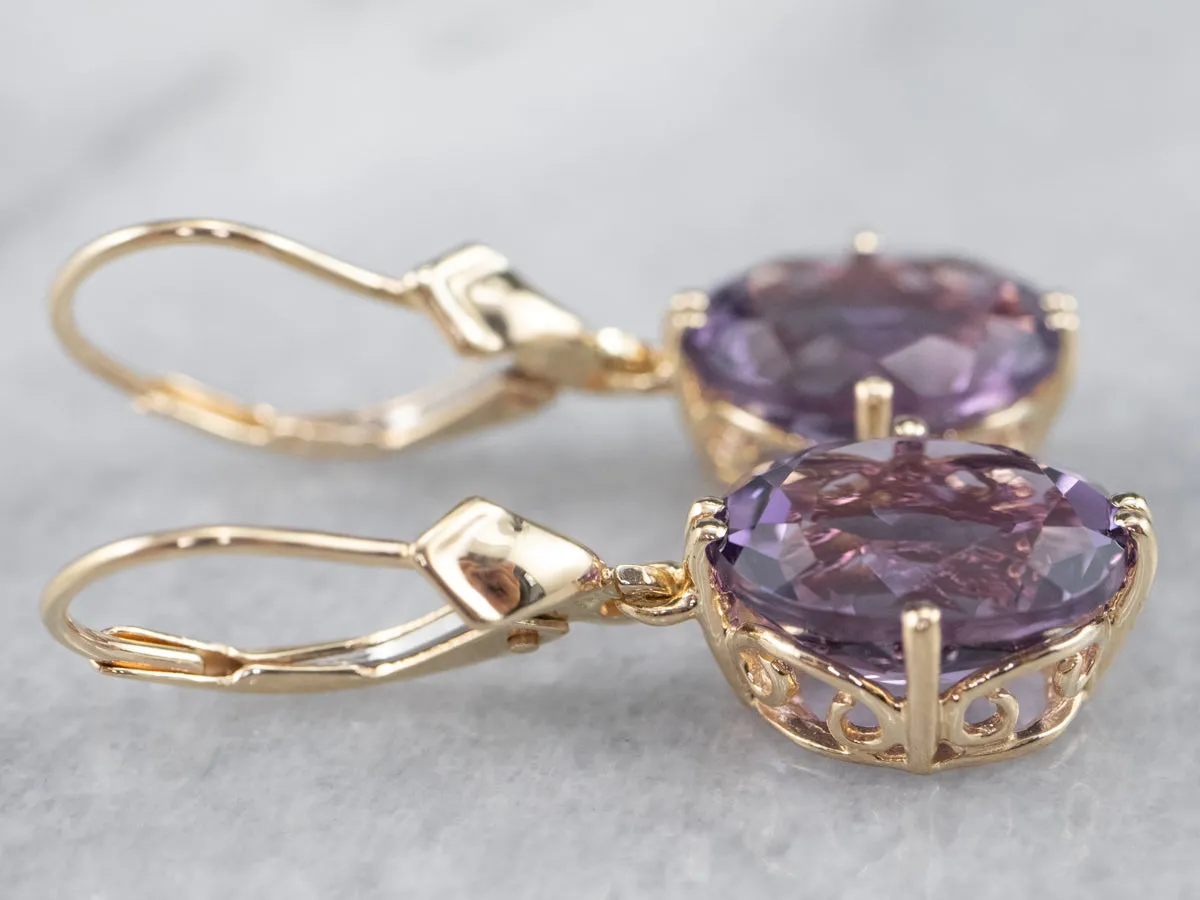Oval Cut Amethyst Drop Earrings