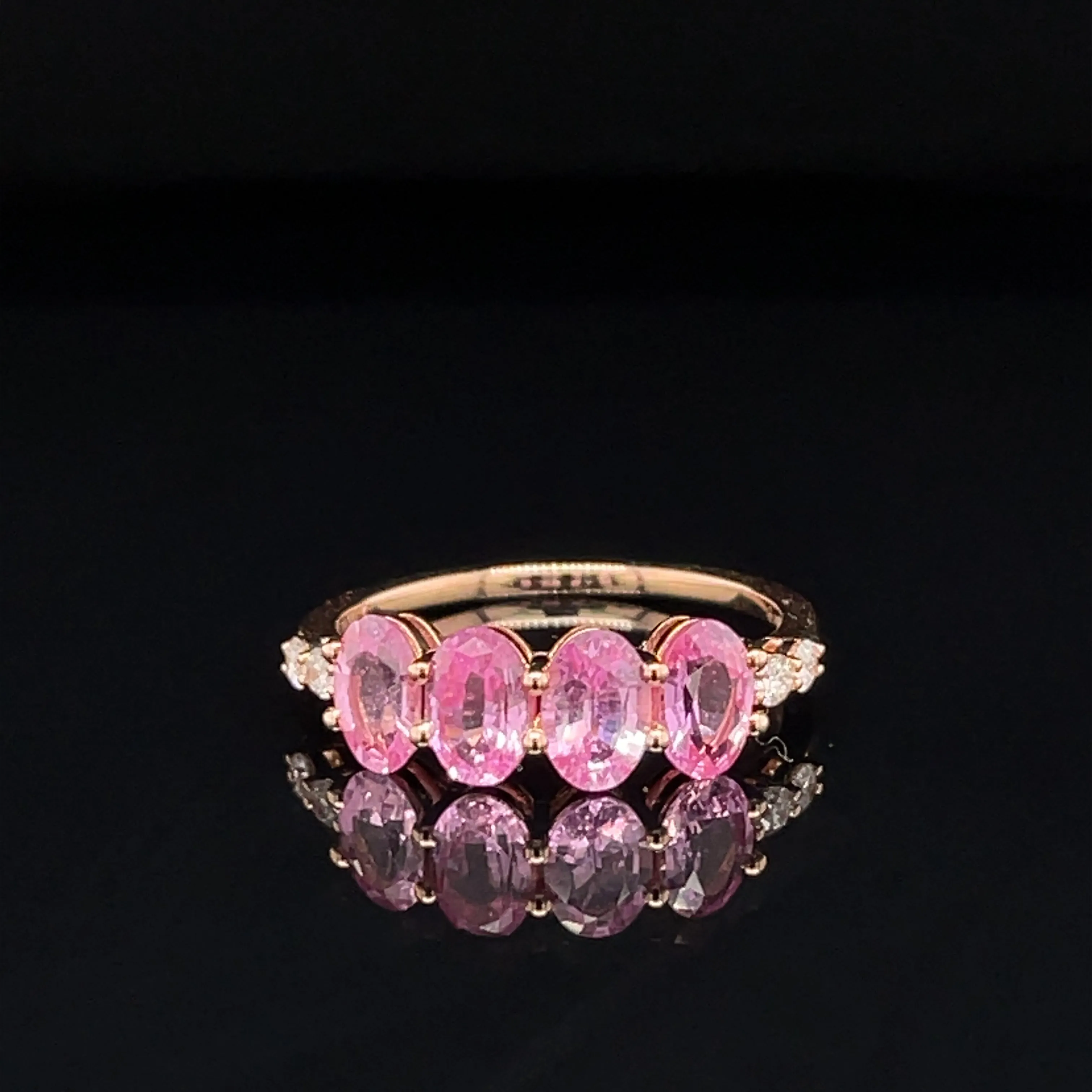 Oval Pink Sapphire & Diamond 2.28ctw 4-Stone Cluster Ring in 18k Rose Gold - #359 - RGSAK015837