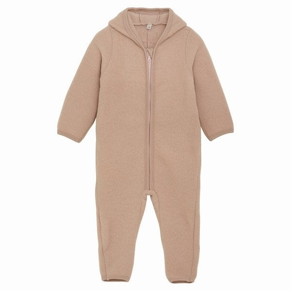 Oversized Huttelihut Pram Suit Ears Wool Fleece Mahogany Rose Refined