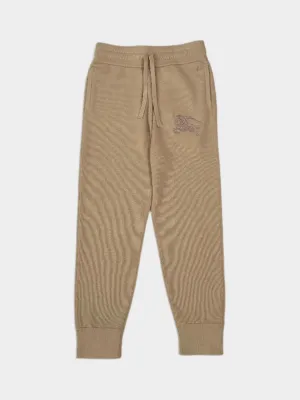 Pantaloni In Maglia Bambino Beige Con Logo Ricamato new arrival kurta set aurelia new arrivals puma new arrivals shoes