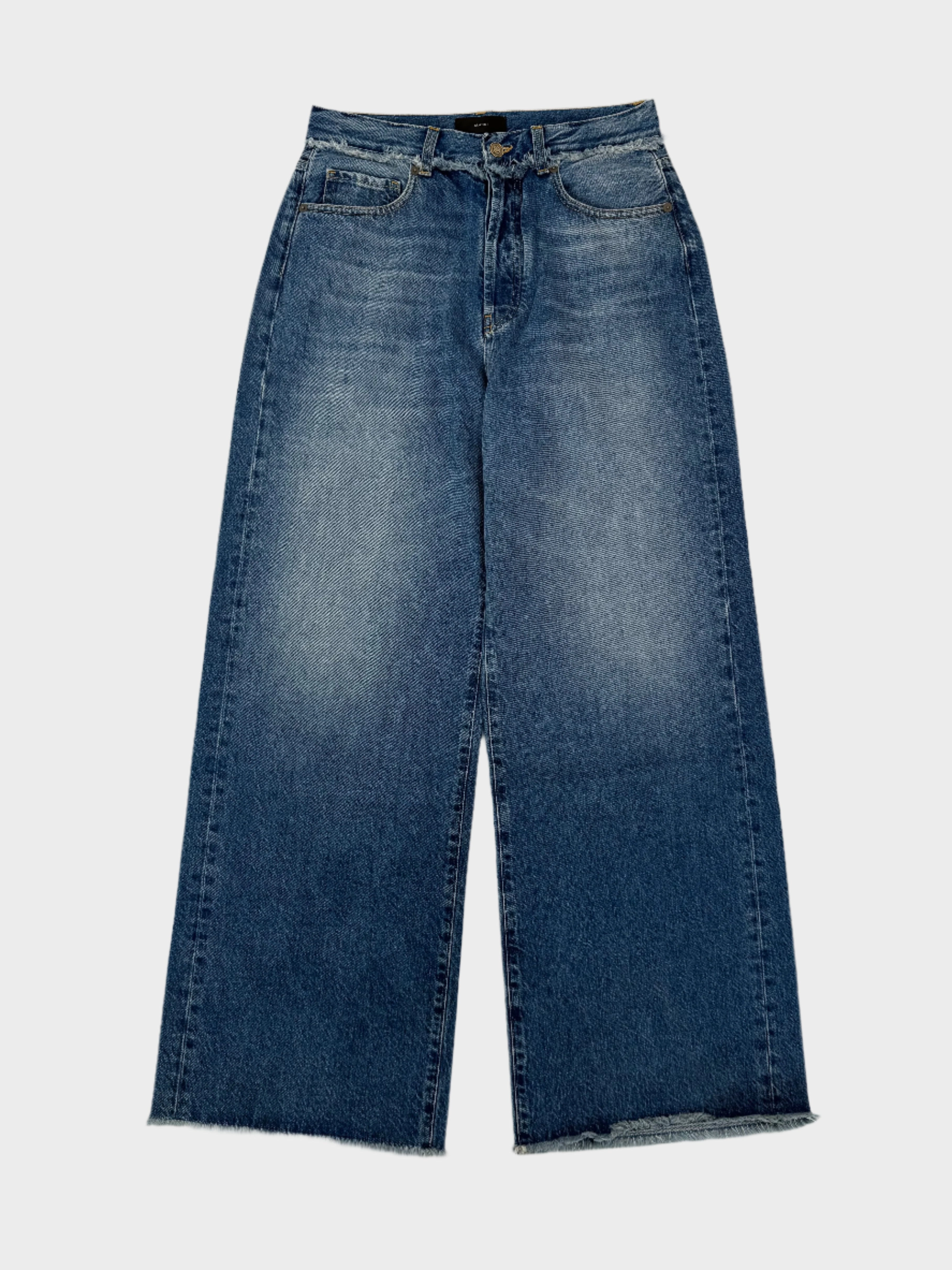 Pantaloni In Denim Blu Relaxed Fit Con Orlo Sfrangiato miladys dresses new arrivals plus size refinery new arrivals new arrivals for women