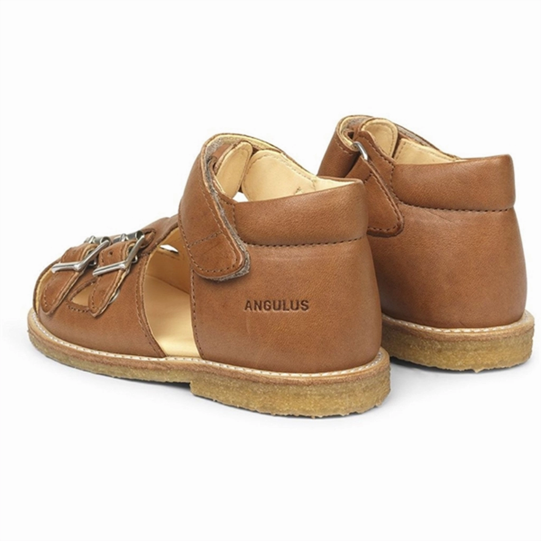Party shoes Angulus Starter Sandal W. Velcro And Buckles Cognac