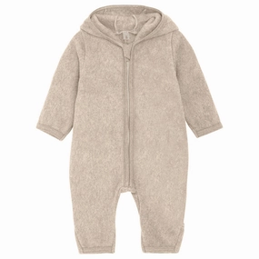 Patch Huttelihut Camel Melange Pram Suit Ears Cot. Fleece Fitted