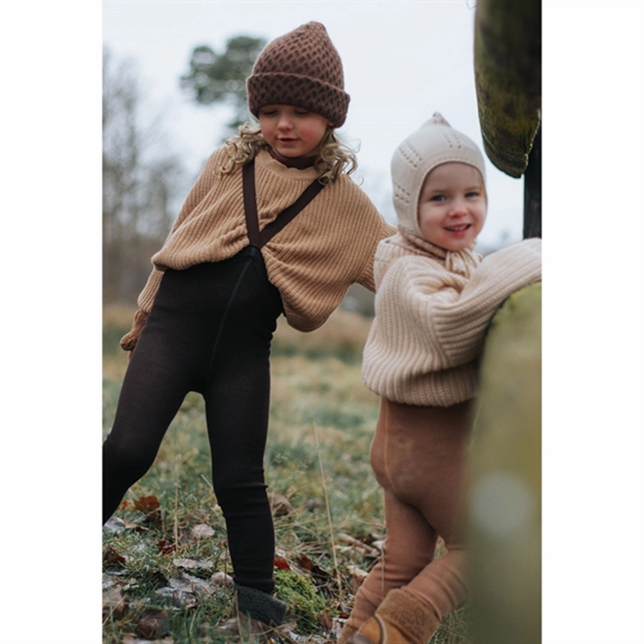 Pattern Silly Silas Wooly Footless Tights With Braces Espresso Brown