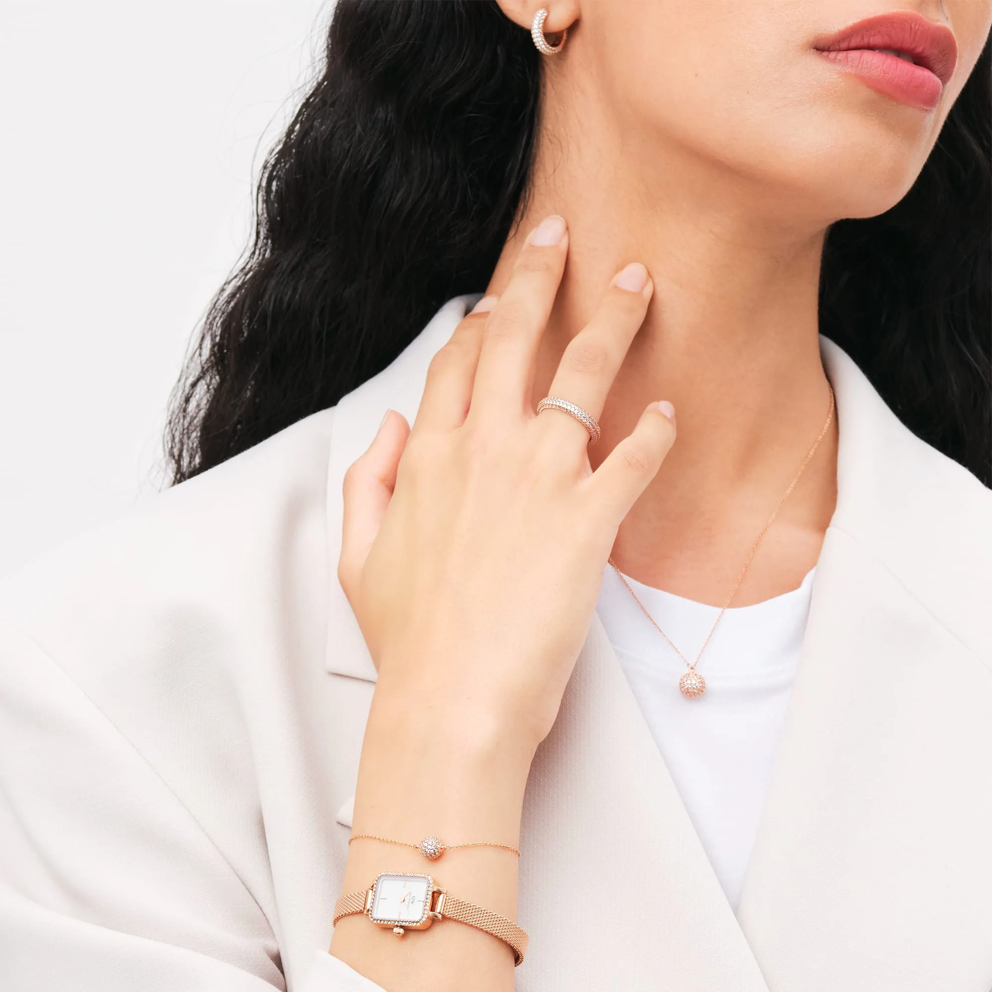 Pav Crystal Ring Rose Gold
