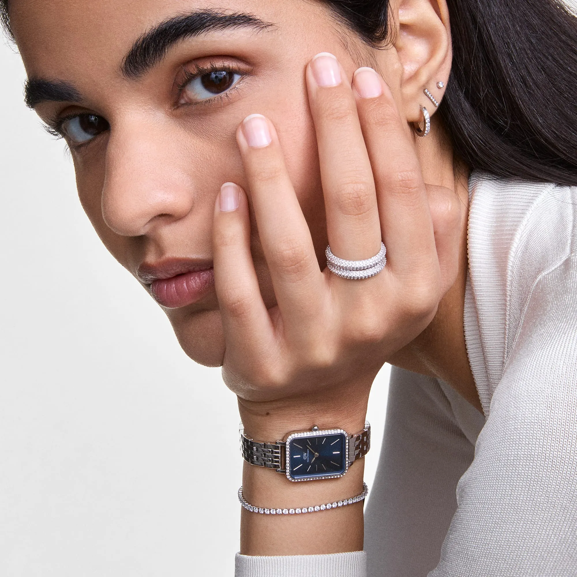 Pav Crystal Ring Silver