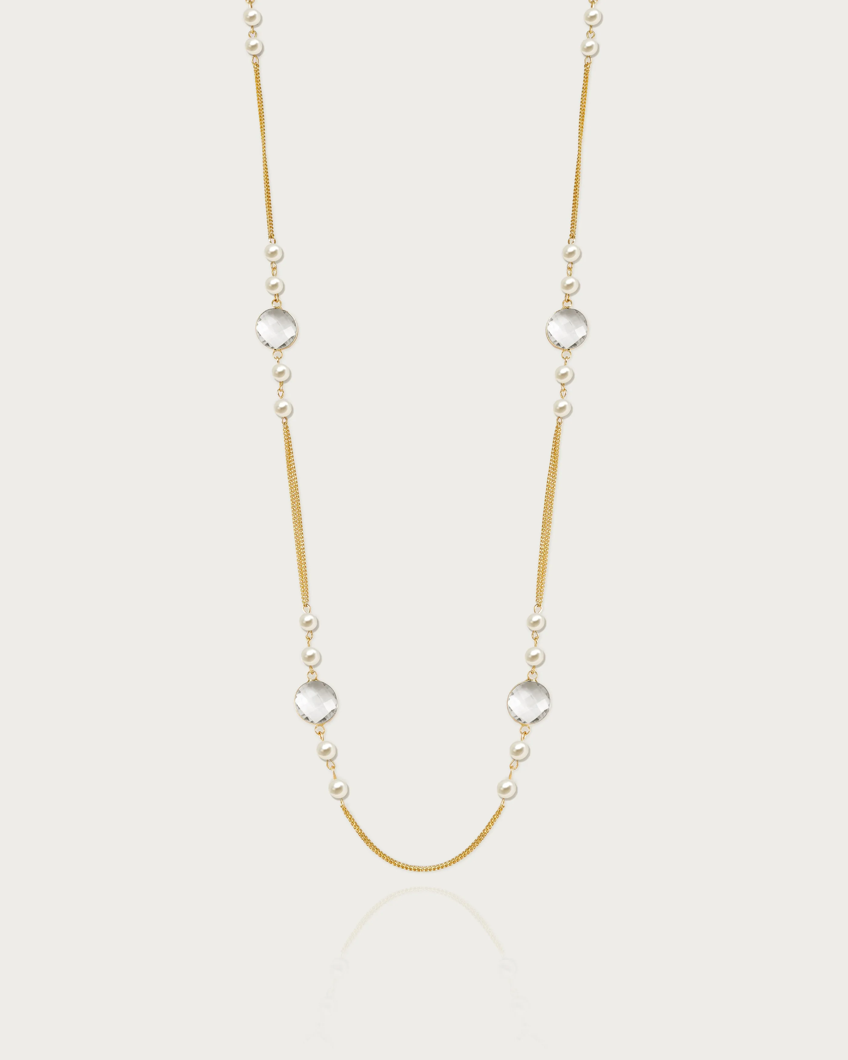 Pearl Cascade Long Station Necklace
