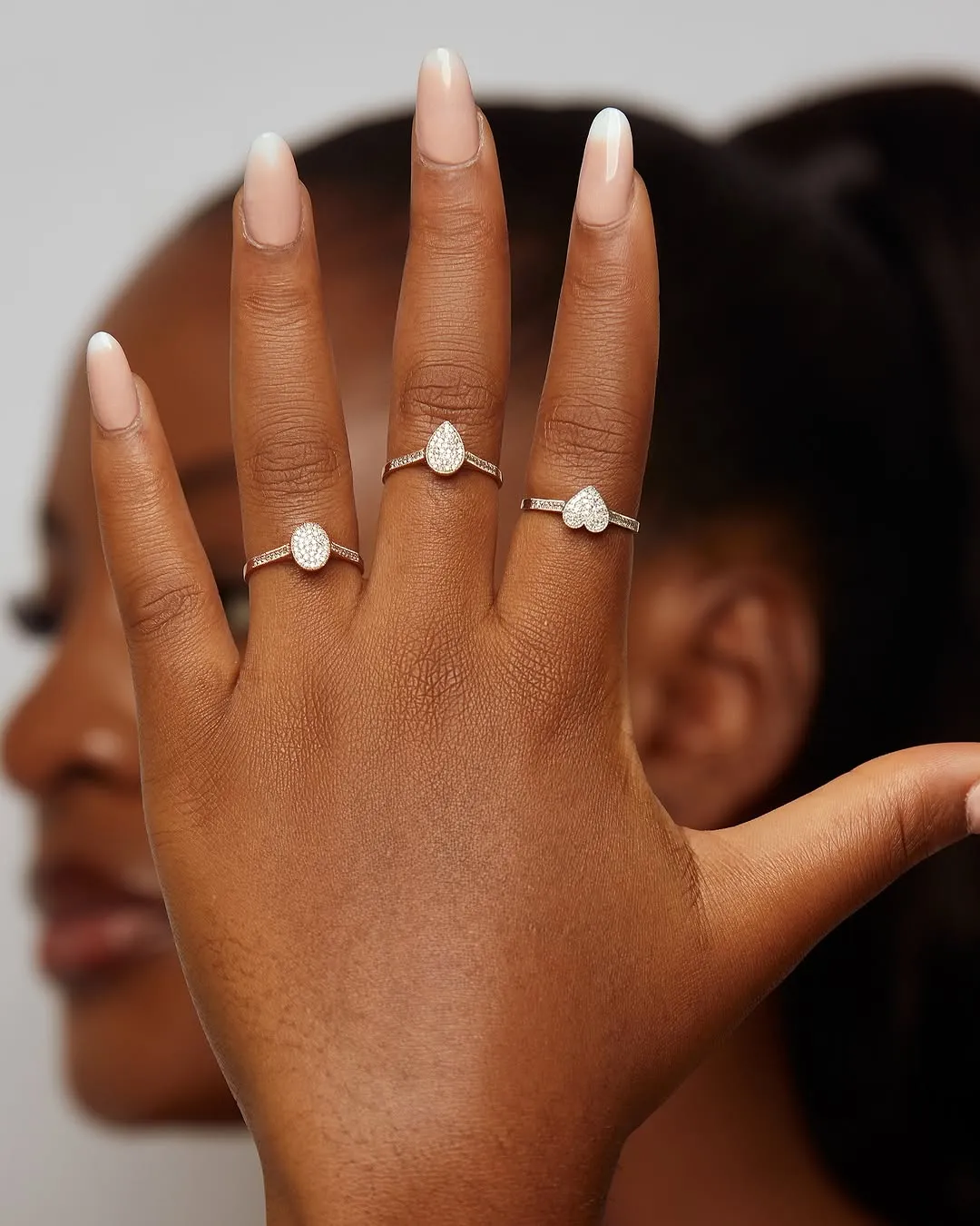 Pearl Oval Cut Diamond Engagement Ring in 10K Gold