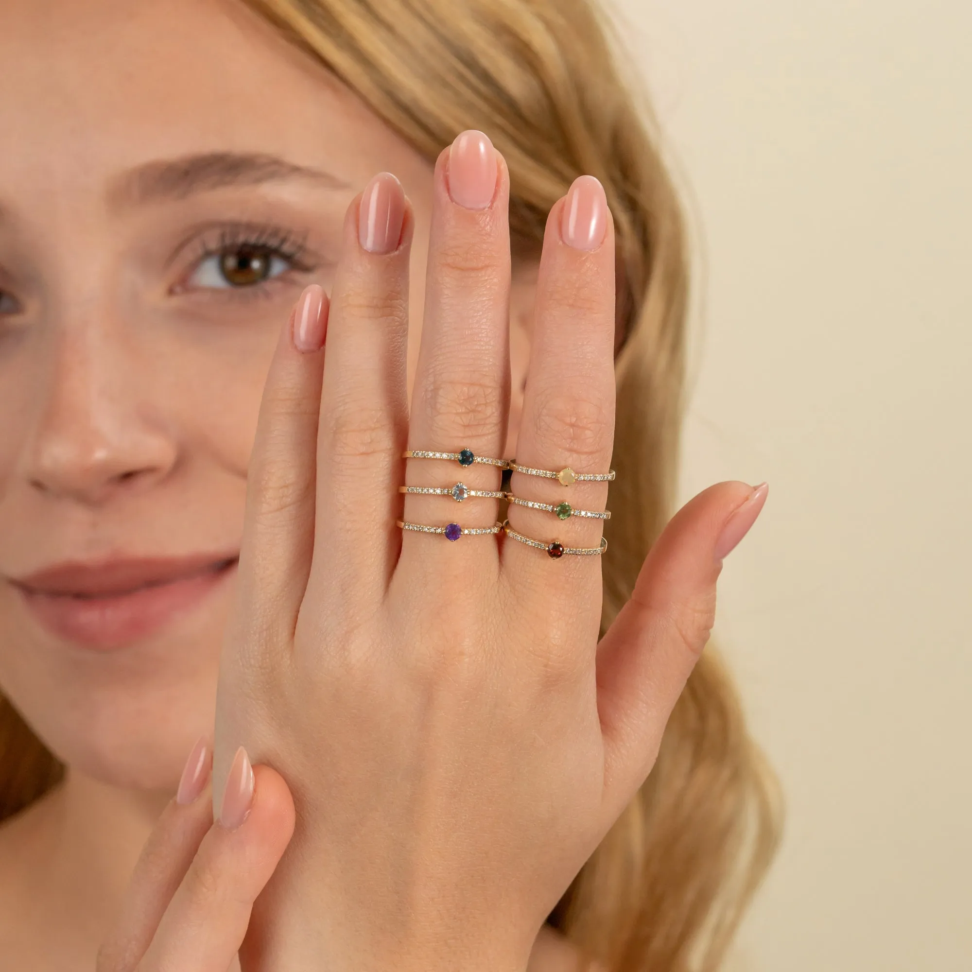 Peridot and Diamond Engagement Ring, Angela