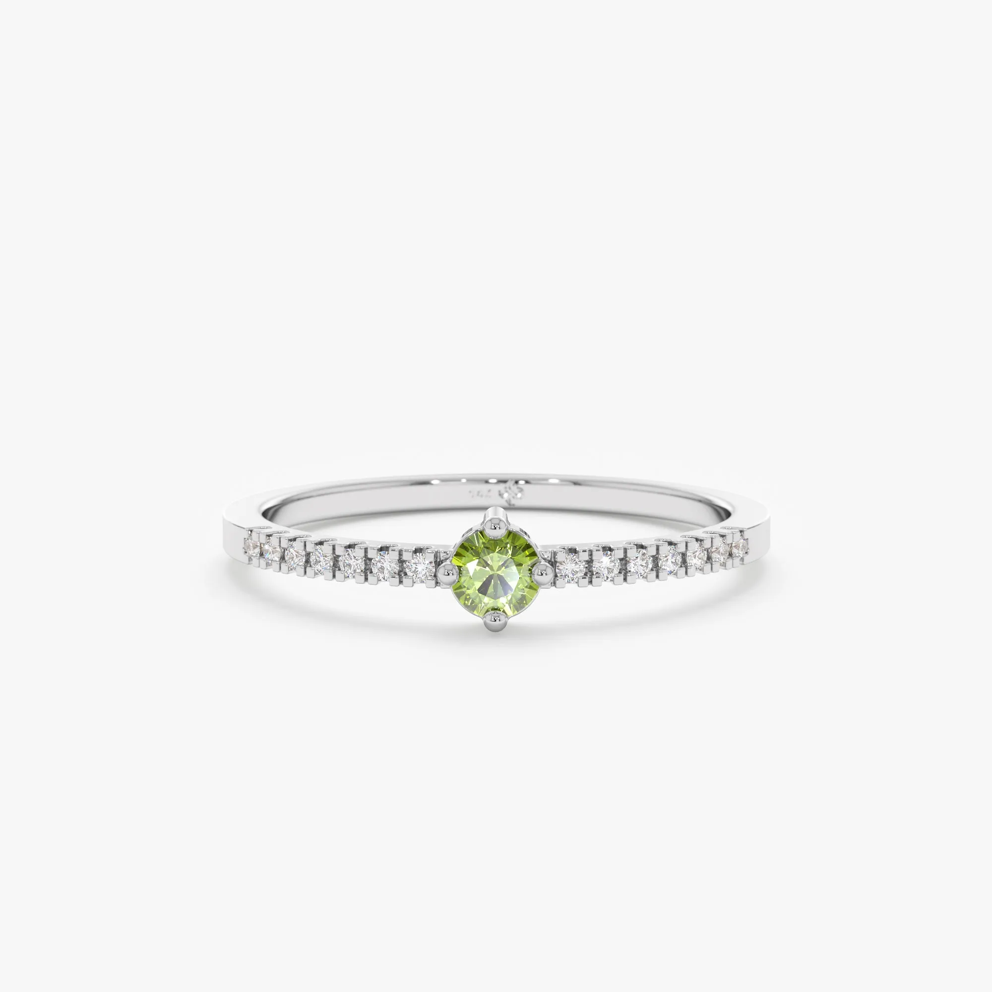 Peridot and Diamond Engagement Ring, Angela