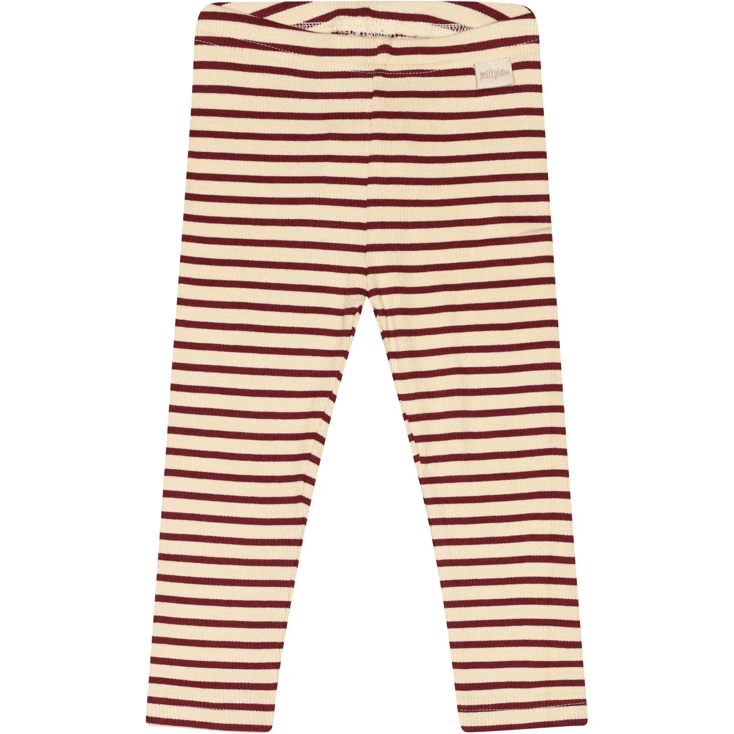 Petit Piao Dark Cherry/Dark Off White Leggings Modal Striped Pocket Cuff