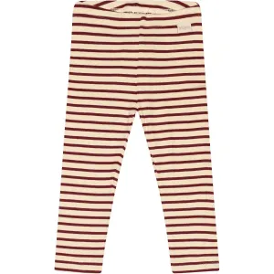 Petit Piao Dark Cherry/Dark Off White Leggings Modal Striped Pocket Cuff