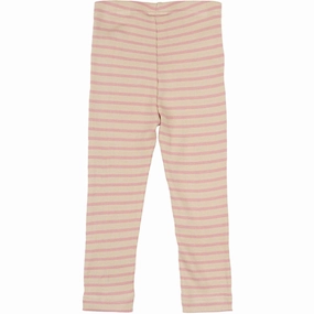 Petit Piao Bright Rose/Dark Off White Leggings Modal Striped Modern Formal