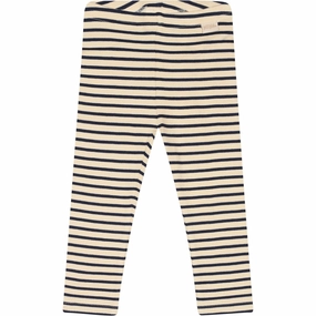 Petit Piao Indigo Plum/Dark Off White Leggings Modal Striped Practical Linen