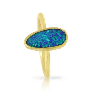 Petra Class Australian Opal Doublet Gold Stack Ring