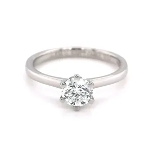 Platinum 0.70ct 6 Claw Round Diamond Ring