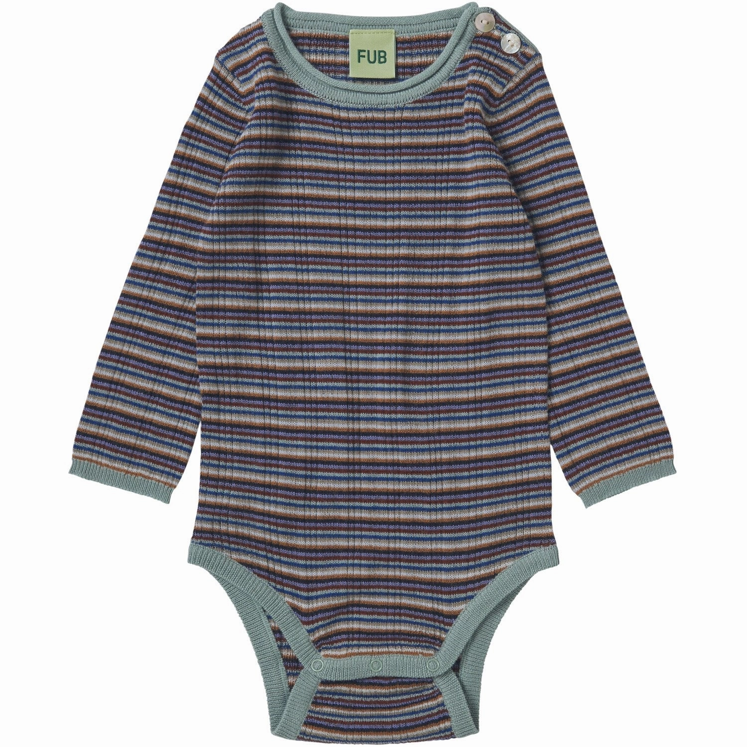 Pleat FUB Multi Stripe Baby Rib Bodysuit Ls Color