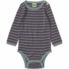 Pleat FUB Multi Stripe Baby Rib Bodysuit Ls Color