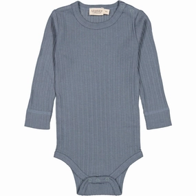 Pleat MarMar Modal Broad Rib Stormy Blue Plain Body Bow