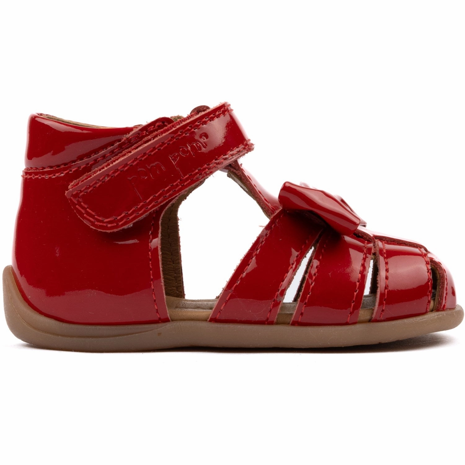 Pointe shoes Pom Pom Red Patent Starters Bow Velcro Sandal