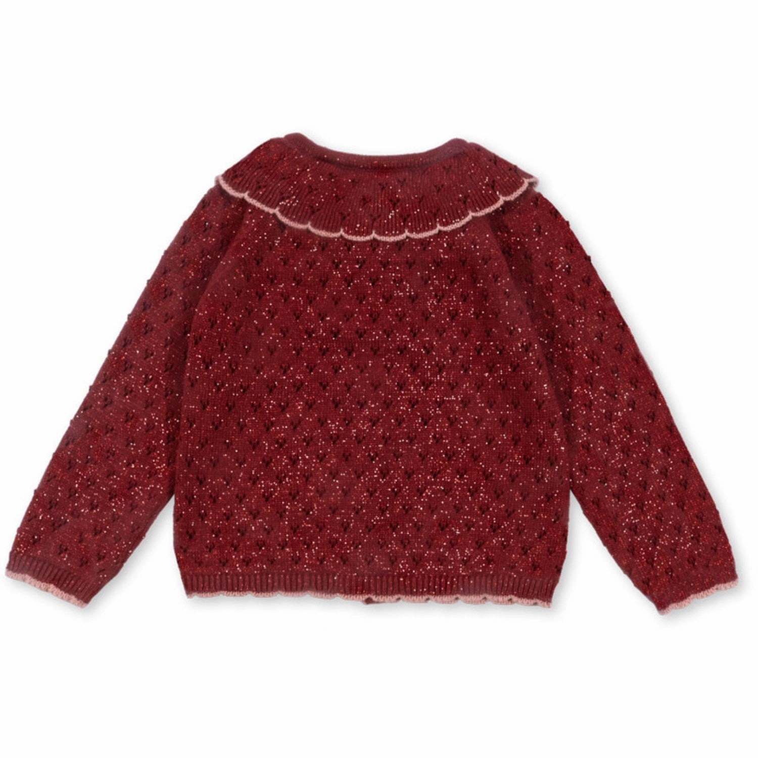 Practical Konges Sljd Red Dahlia Holiday Knit Cardigan
