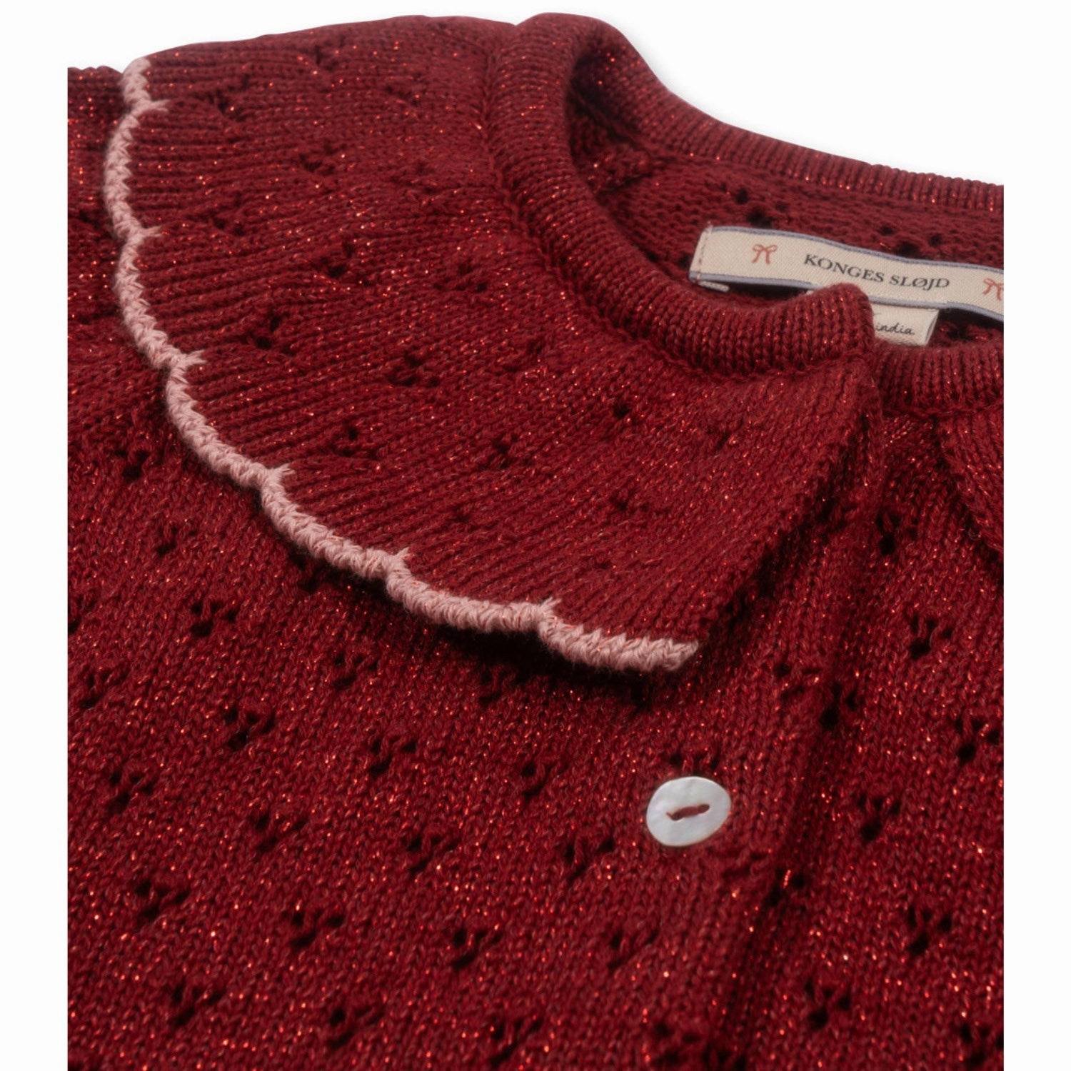 Practical Konges Sljd Red Dahlia Holiday Knit Cardigan