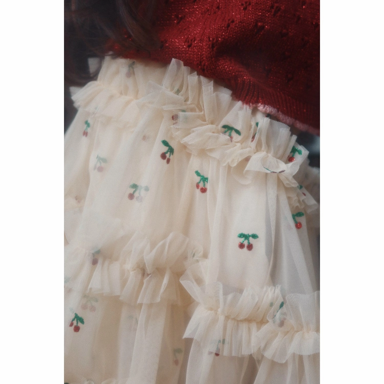 Practical Konges Sljd Red Dahlia Holiday Knit Cardigan