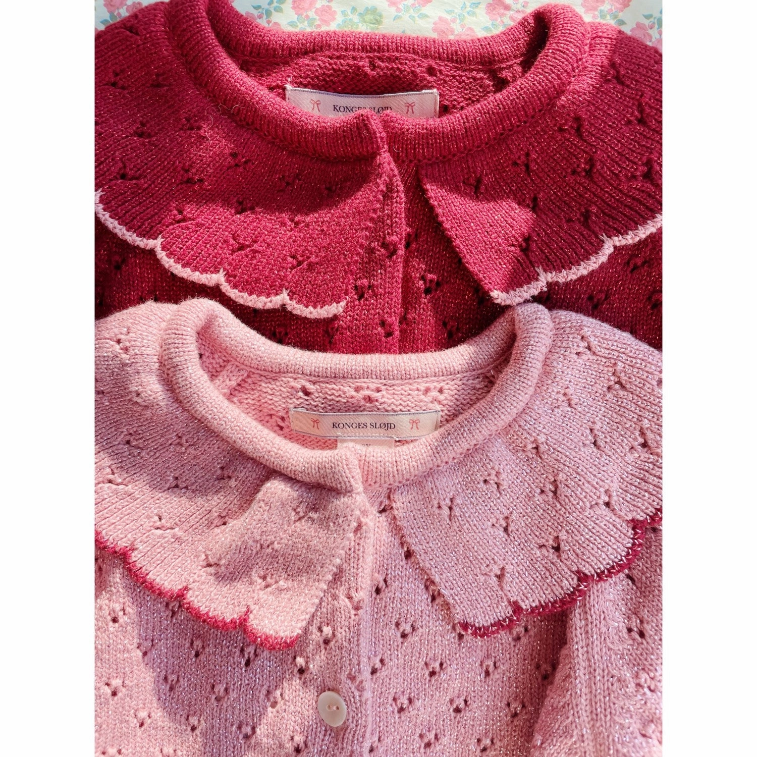 Practical Konges Sljd Red Dahlia Holiday Knit Cardigan
