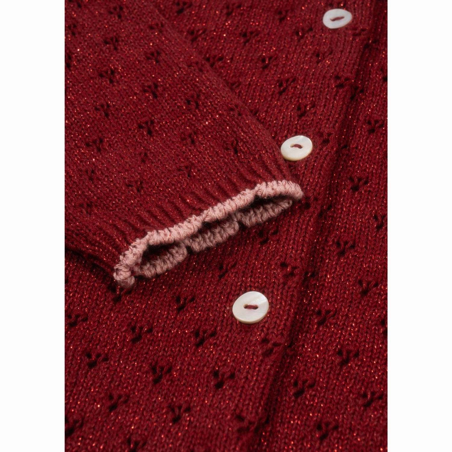 Practical Konges Sljd Red Dahlia Holiday Knit Cardigan