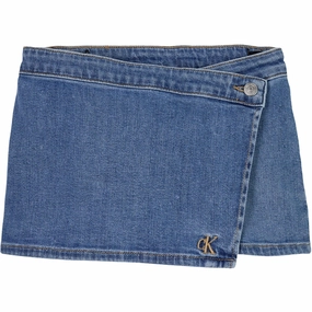 Precious Calvin Klein Soft Blue Comfort Denim Skort Soft Blue Comf Shorts Sublime