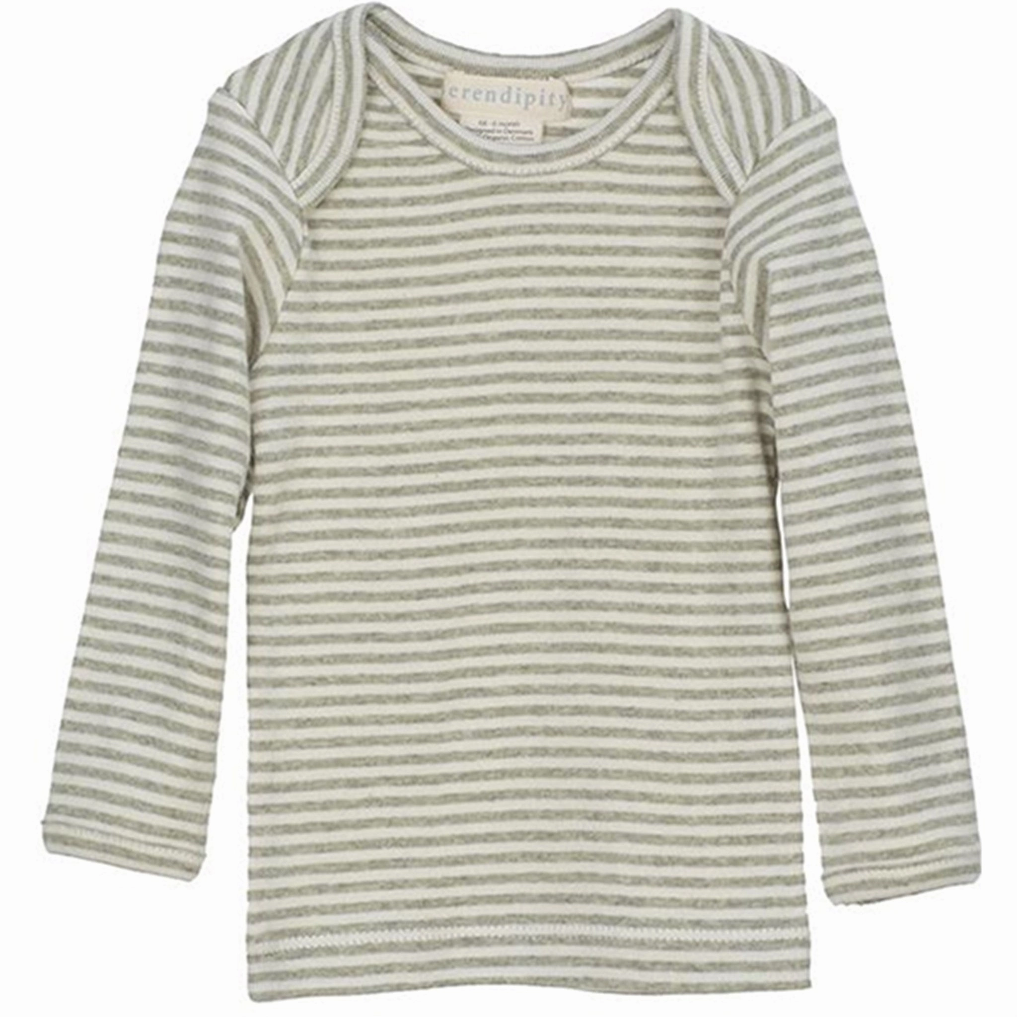 Serendipity Sage/Ecru Rib Baby Tee Stripe Bluse Luxury Sustainable