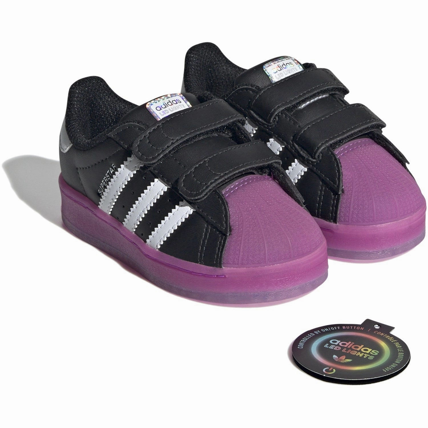 Premium shoes adidas Originals Core Black / Purple Burst / Cloud White Superstar Led Lights Cf I Sneakers