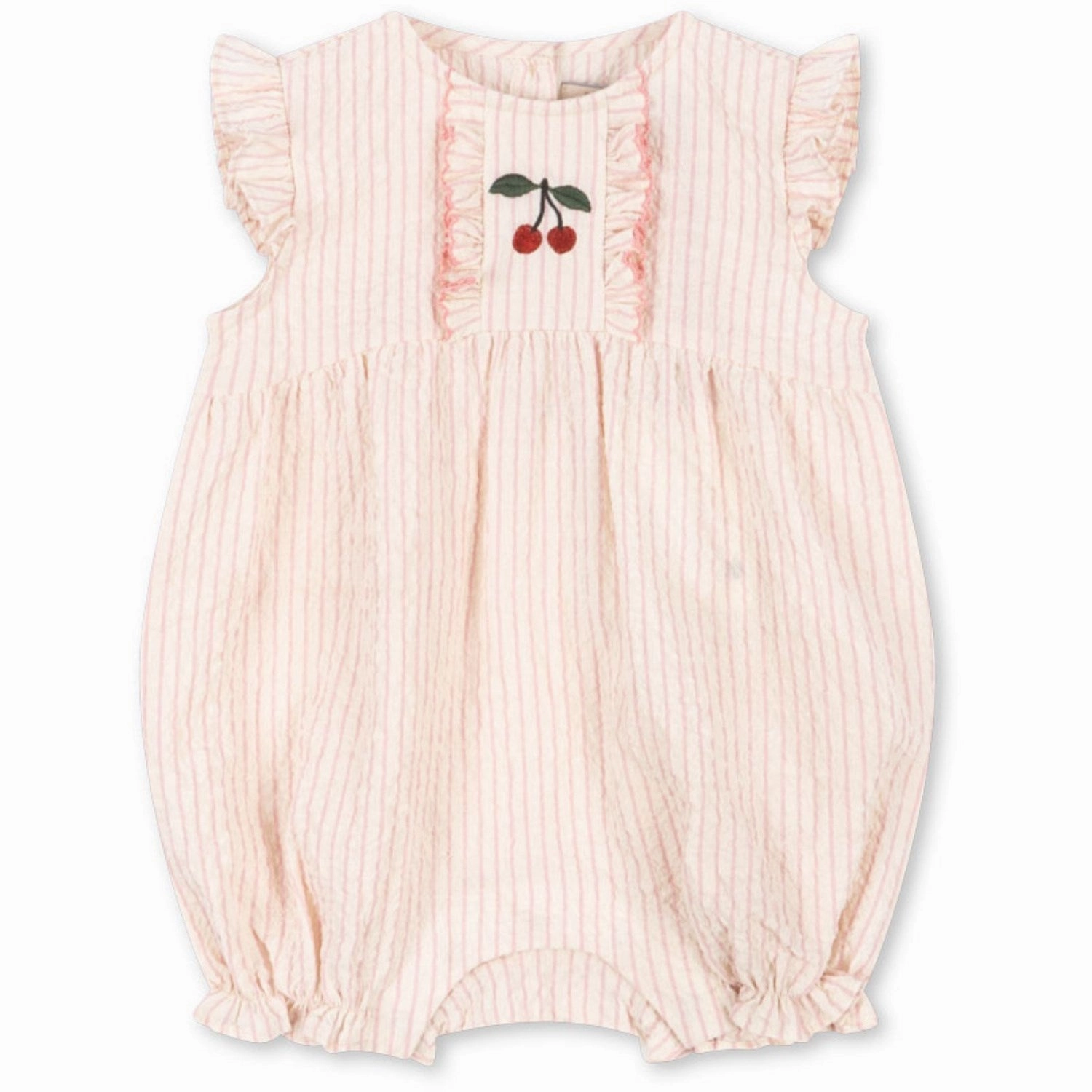 Print Konges Sljd Peony Stripe Ellie Frill Romper Gots Minimalist