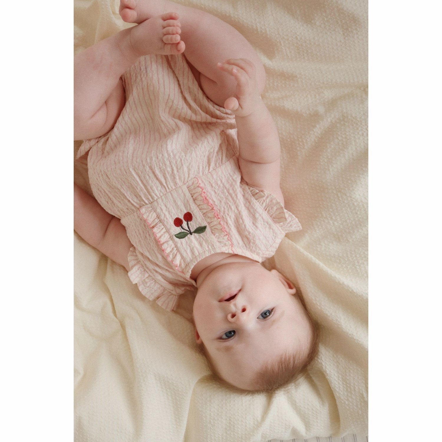 Print Konges Sljd Peony Stripe Ellie Frill Romper Gots