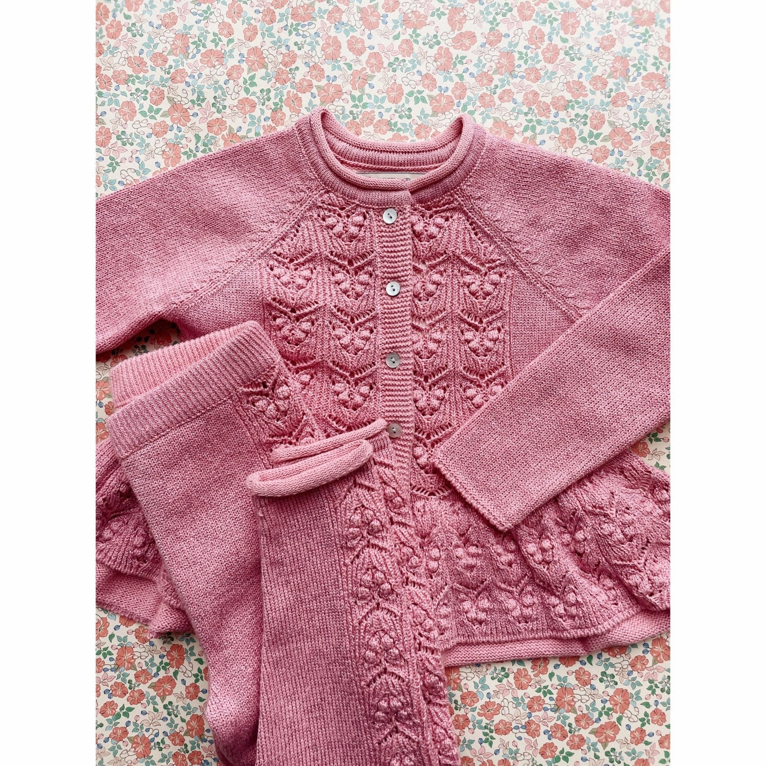 Print Konges Sljd Powder Pink Cabby Frill Cardigan