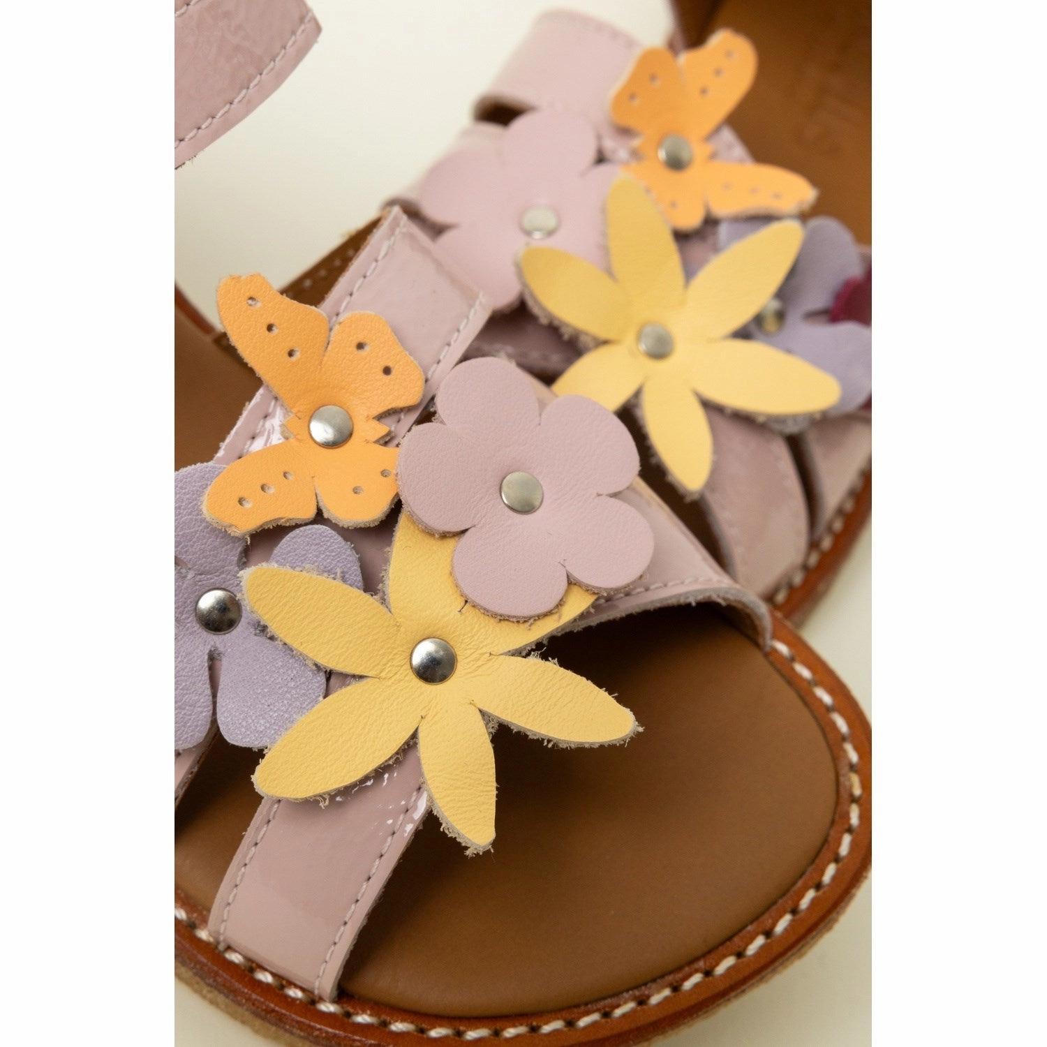 Printed shoes Angulus Rosebud Sandal with Multicolored Floral Appliques