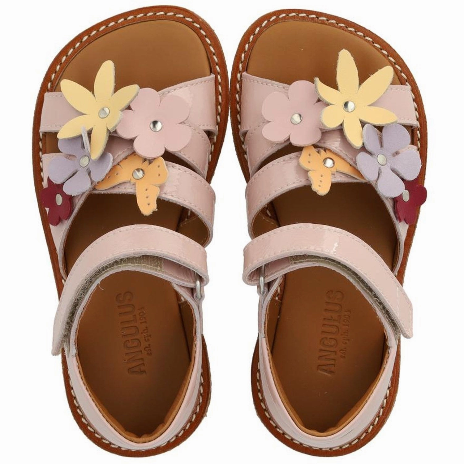 Printed shoes Angulus Rosebud Sandal with Multicolored Floral Appliques