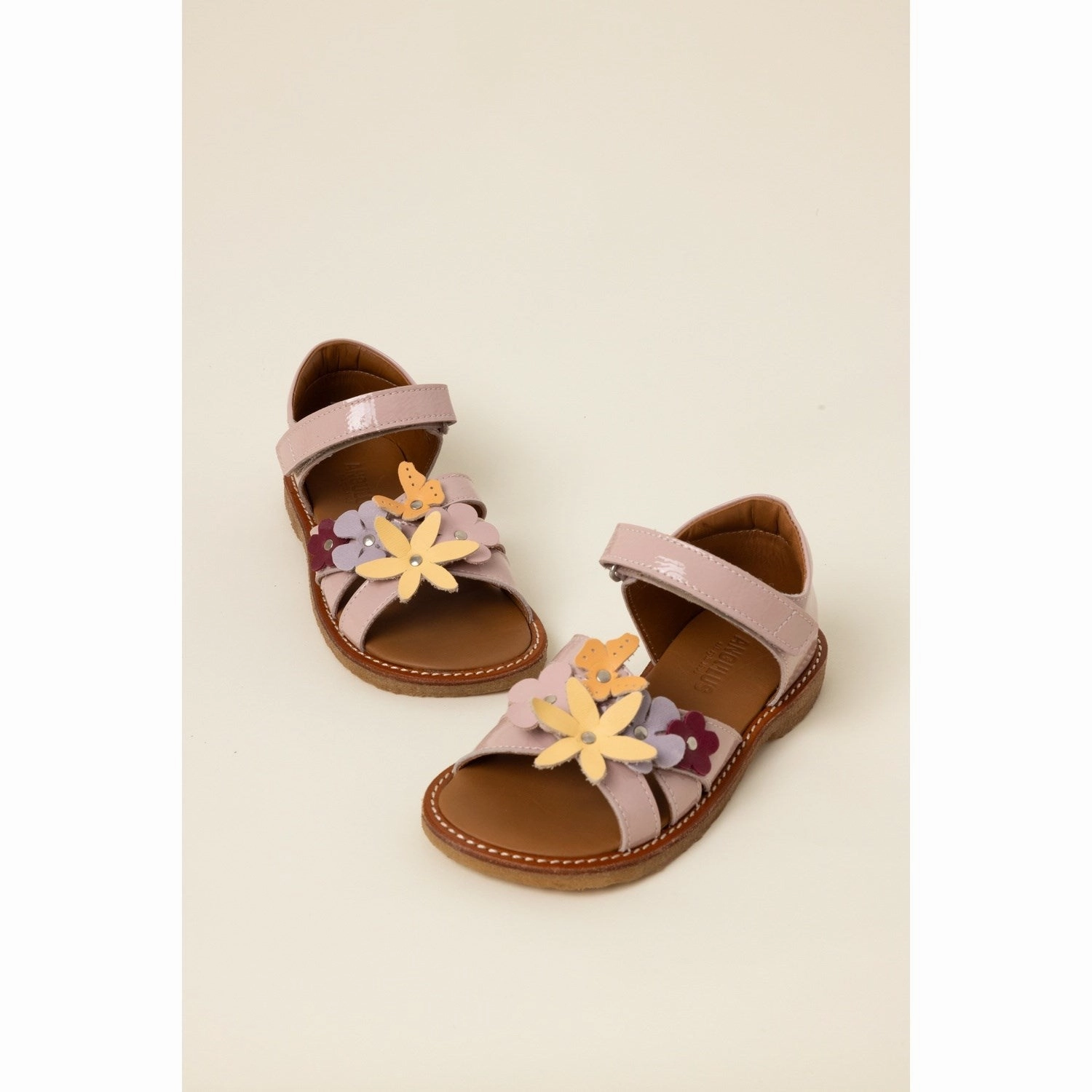 Printed shoes Angulus Rosebud Sandal with Multicolored Floral Appliques