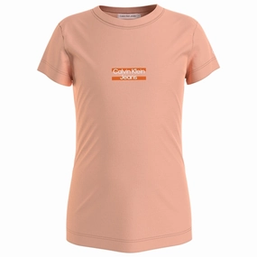 Pristine Calvin Klein Hero Logo Slim Fit T-Shirt Fresh Cantaloupe Iconic Brand