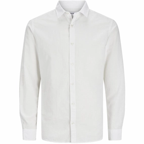 Pristine Jack & Jones Junior White Breeze Linen Blend Shirt Impeccable