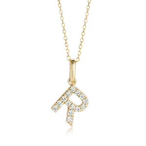 R Letter Pendant Yellow Gold