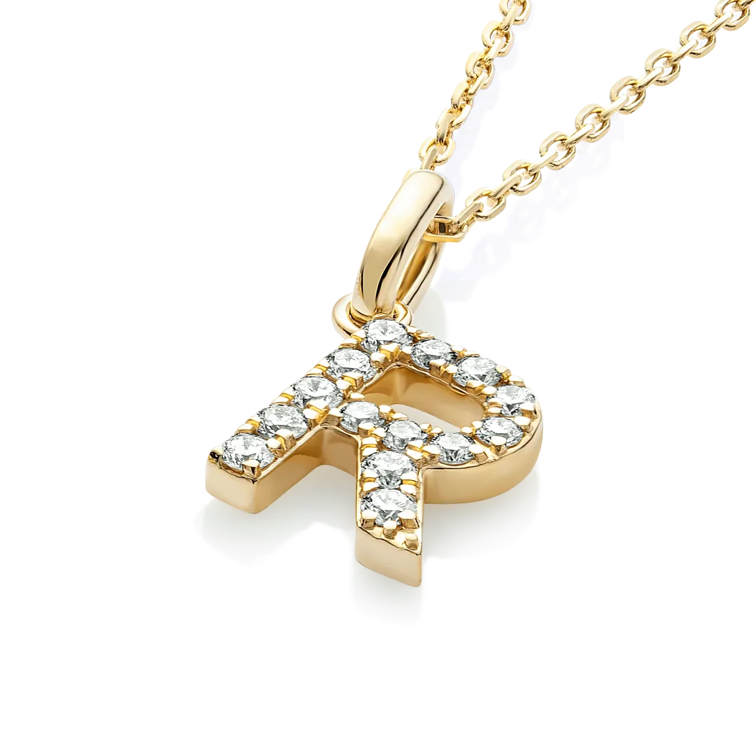 R Letter Pendant Yellow Gold