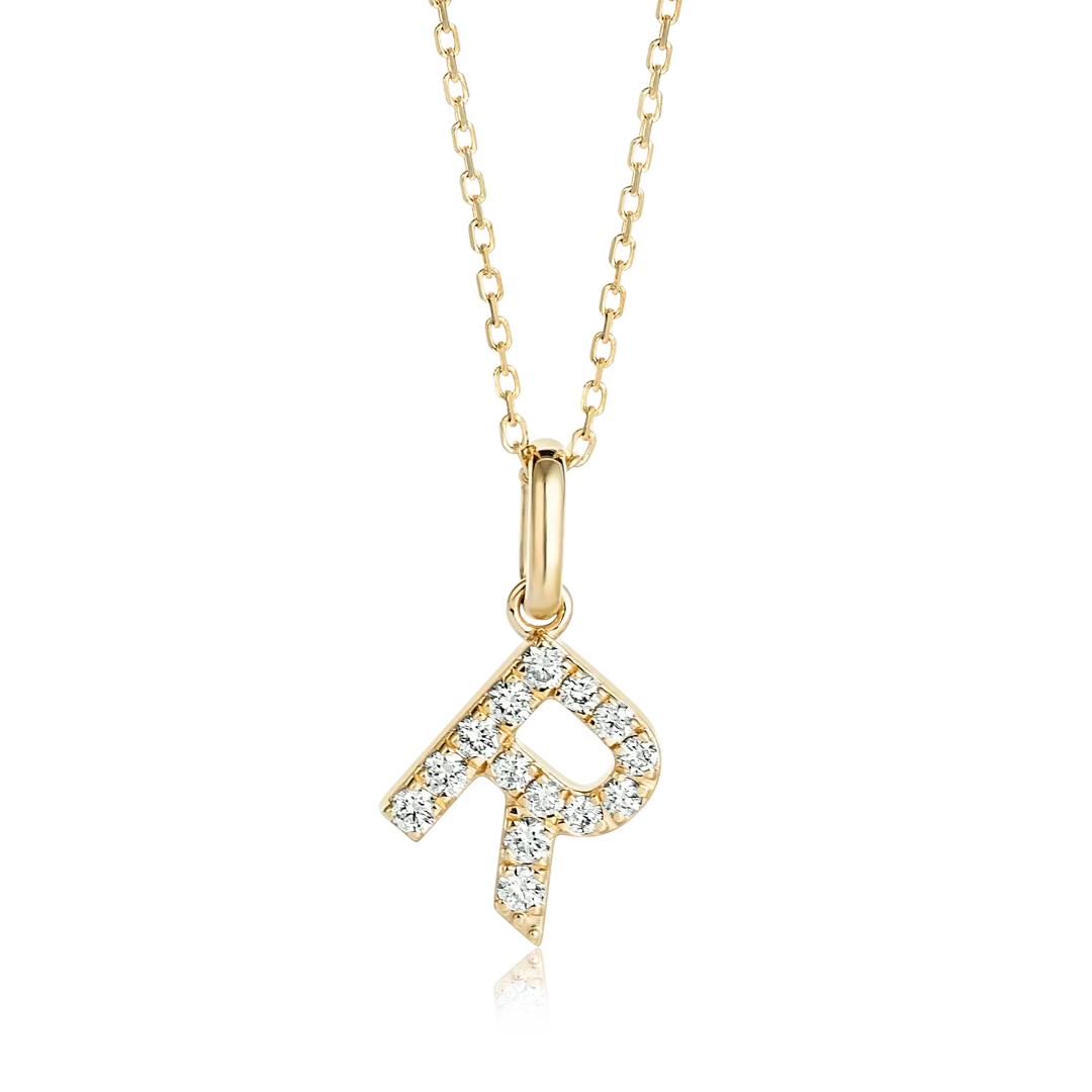 R Letter Pendant Yellow Gold