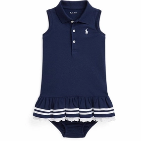 Ralph Lauren Baby Girl Dress Refined Navy Chic Classic