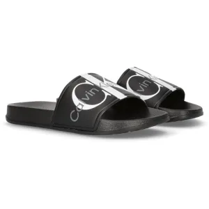 Refined Calvin Klein Logo Pool Slide Black High-end