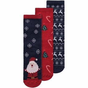 Refined Name It Dark Sapphire Jester Red Richristmas 3-pack Socks Innovation