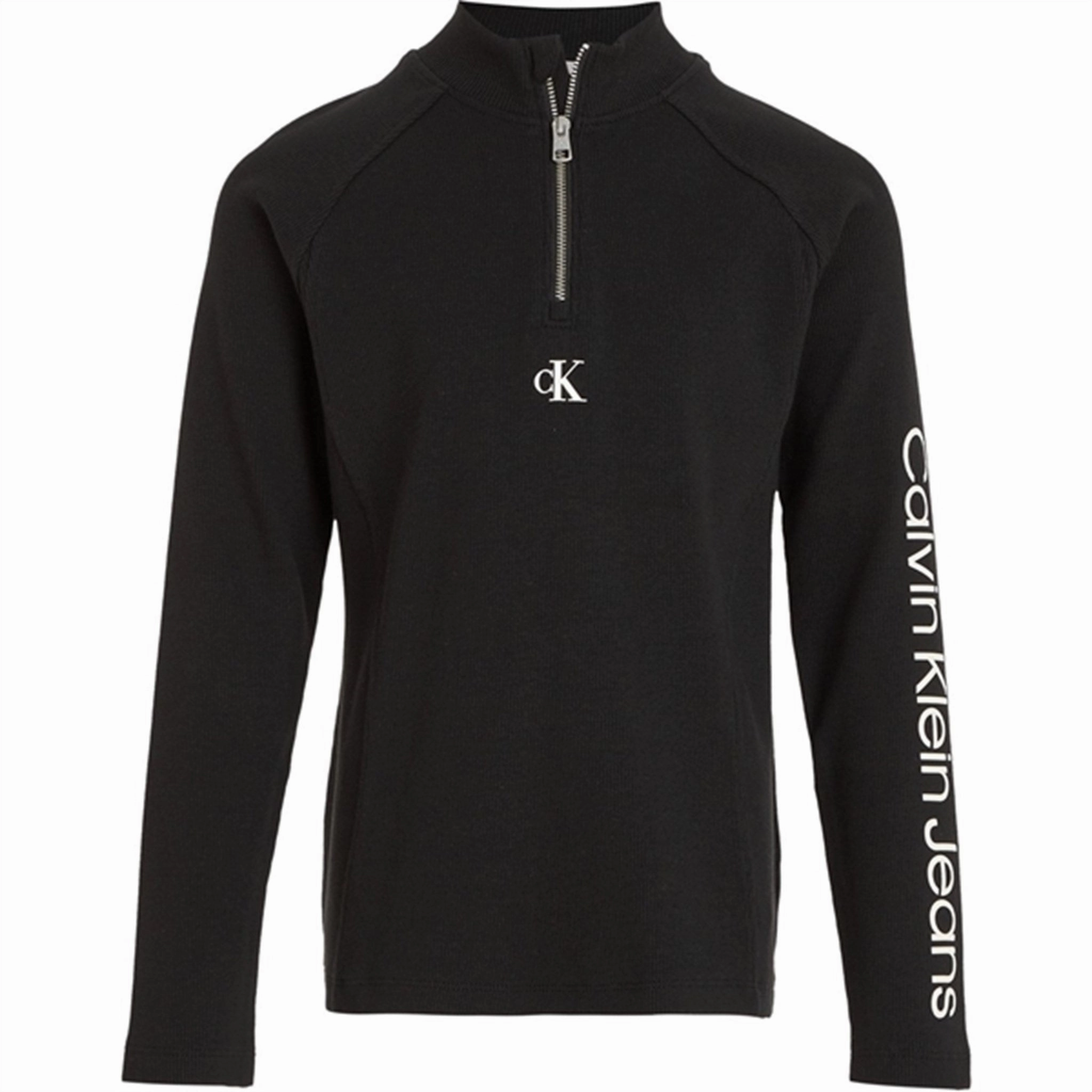 Regal Calvin Klein Hero Logo Rib Zip Up Ls Blouse Ck Black Impeccable